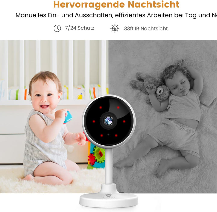 [2022 Neu] Überwachungskamera, Crzwok 1080P 2 Stück Hunde Kamera mit Bewegungserkennung/Nachtsicht/Z
