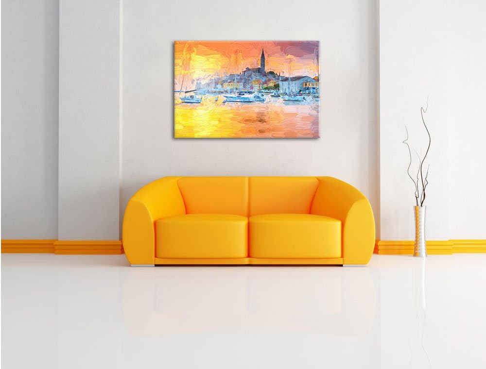 Pixxprint Kroatische Hafenstadt als Leinwandbild/Grösse: 100x70 cm/Wandbild/Kunstdruck/fertig bespan