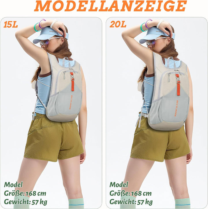 BECOJADDE 15L Wanderrucksack Herren Kleiner Rucksack Damen Leichter Daypack Tagesrucksack Faltbarer
