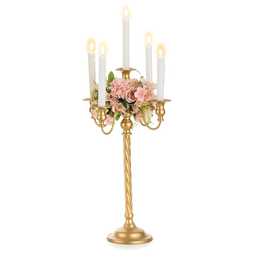 Nuptio Kandelaber Kerzenständer Gold: 53cm Vintage Metall Kandelaber für Tisch Tafelaufsatz Candlear