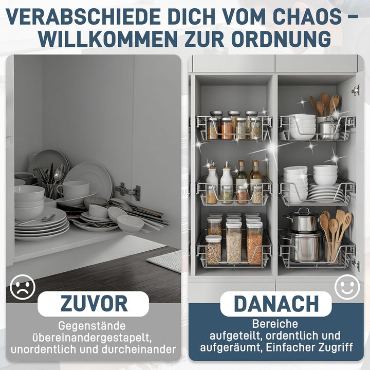4 Stück Küchenschublade Küchen Regal Teleskopschublade Schlafzimmerschublade Schrankauszug Organizer