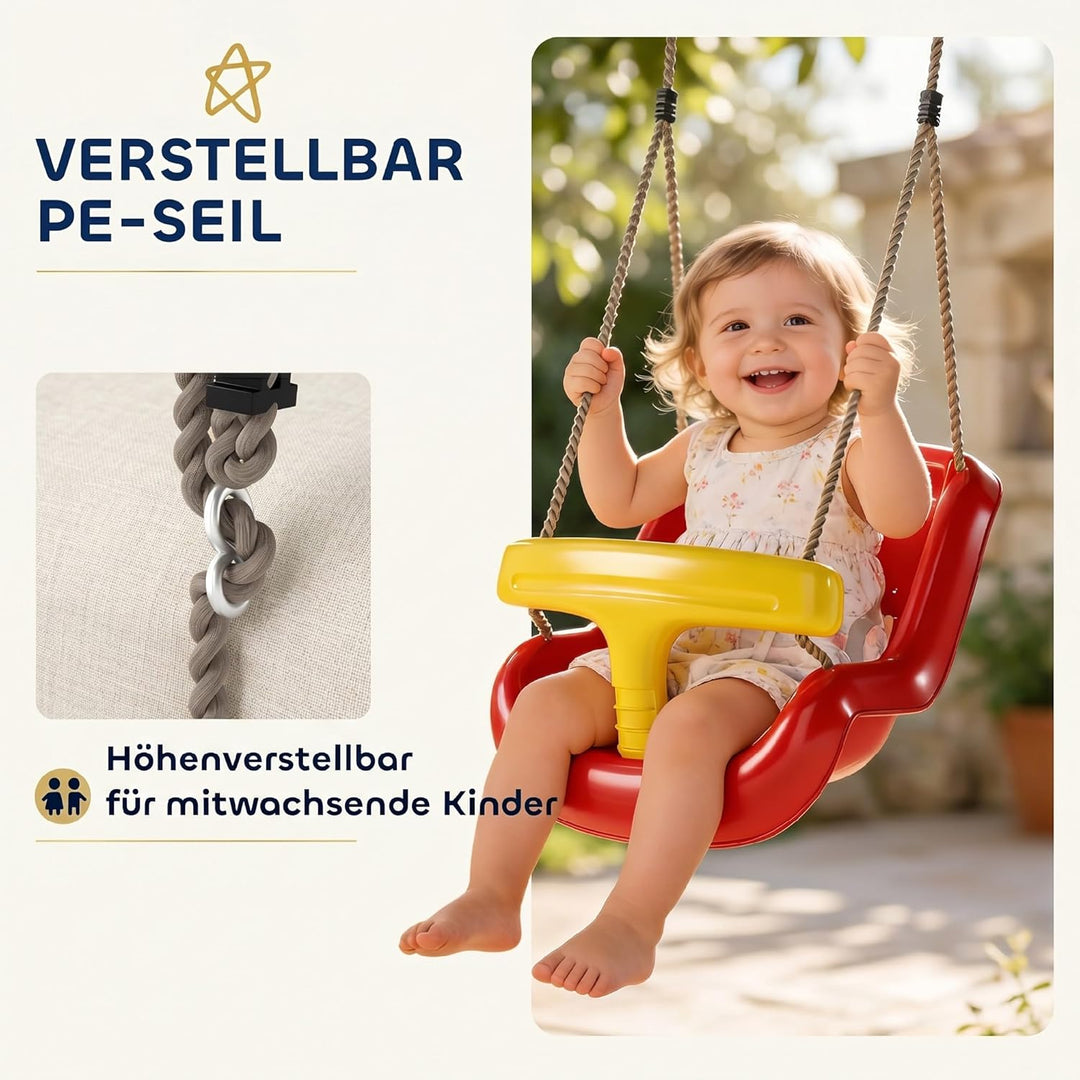 AIYAPLAY Babyschaukel verstellbar Mitwachsend Babysitz Schaukelsitz mit Rückenlehne und Sicherheitsg