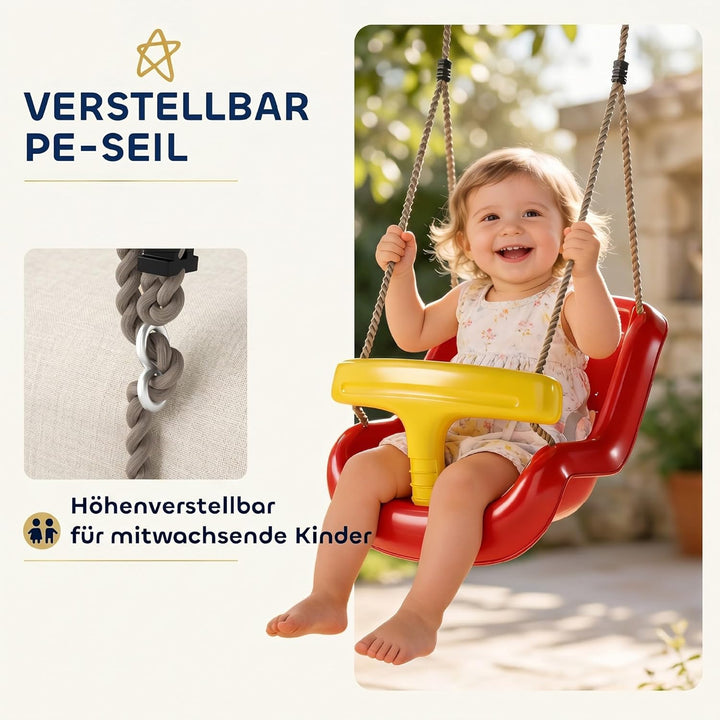 AIYAPLAY Babyschaukel verstellbar Mitwachsend Babysitz Schaukelsitz mit Rückenlehne und Sicherheitsg