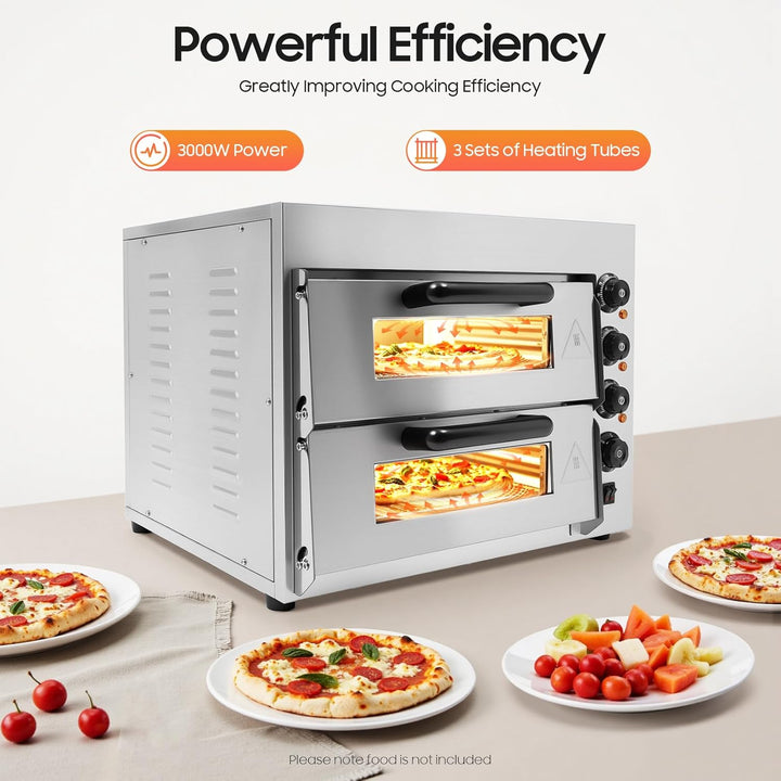 3000W Profi Pizzaofen Pizzabackofen Elektrisch Pizza BackofenSchamottstein Backfläche für Pizza Brot