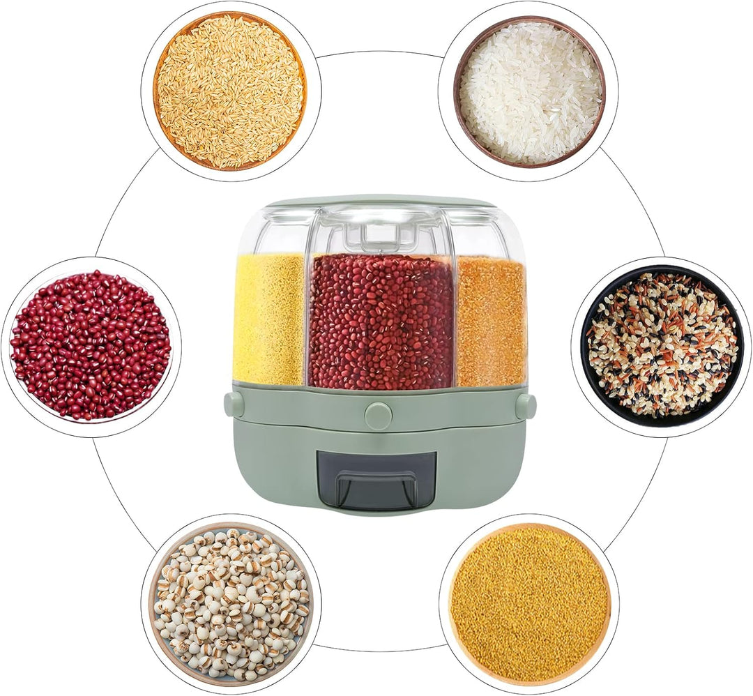 Müslispender Cerealienspender Getreidespender Cornflakes Spender 360 ° Drehbarer Reisspender Mit 6 G