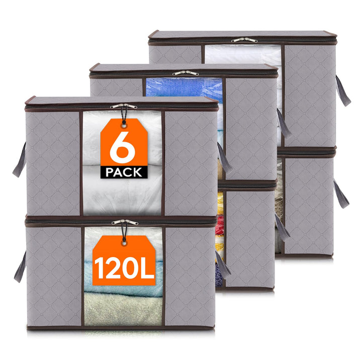 Lifewit 120L Aufbewahrungstasche für Bettdecken, Gross Aufbewahrungsbox mit Deckel Kleidung Aufbewah
