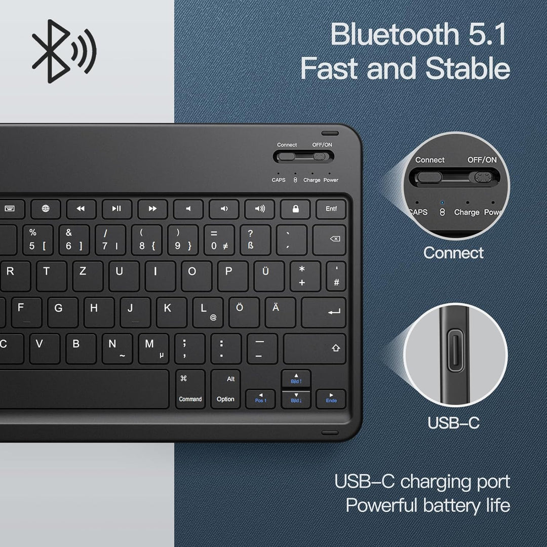JETech Keyboard Hülle für iPad (A16) 11./10. Generation (2025/2022) mit Stifthalter, Magnetisch Abne