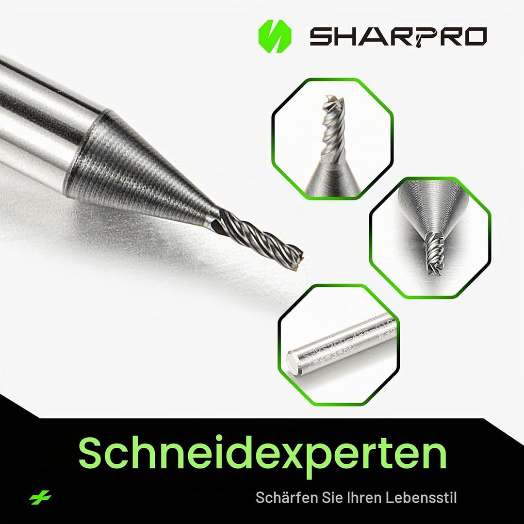 Schaftfräser, 4 mm Schaft and 1 mm Schnittdurchmesser, Hartmetallfräser für CNC-Fräsmaschine, ideal
