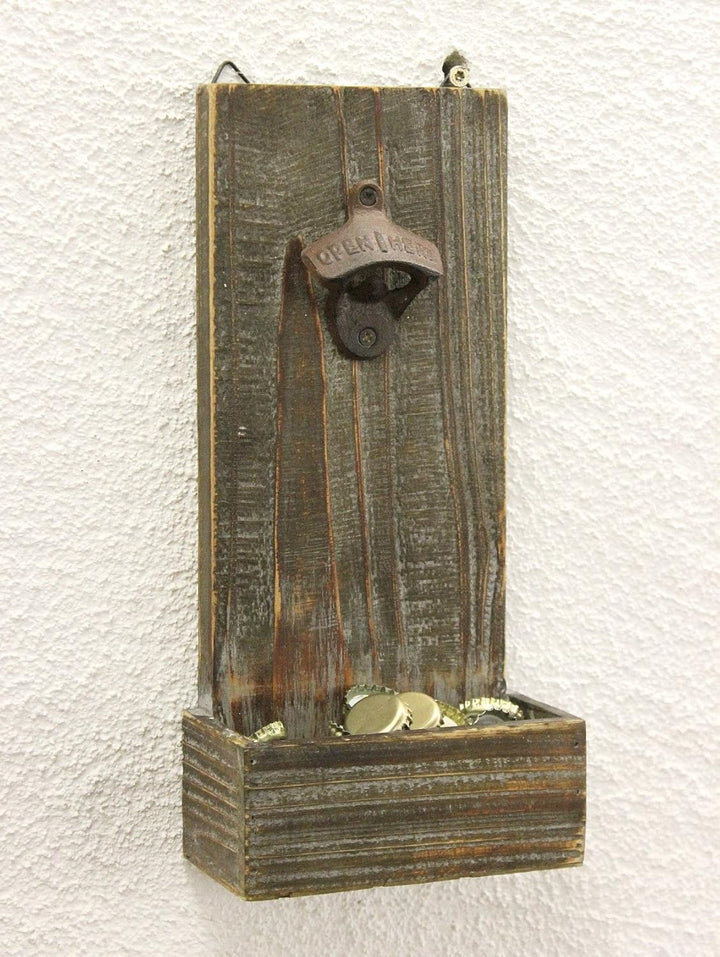 DanDiBo Flaschenöffner mit Kronkorkenbehälter 5094 Bieröffner 32 cm Wandflaschenöffner