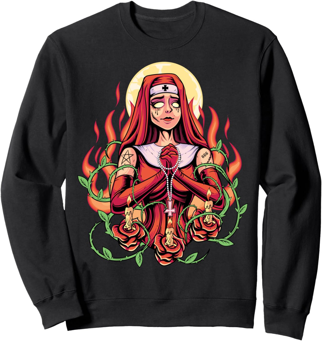 Gothic Nun Sister of Evil Satanic Occult Devil Nun Goth Girl Sweatshirt