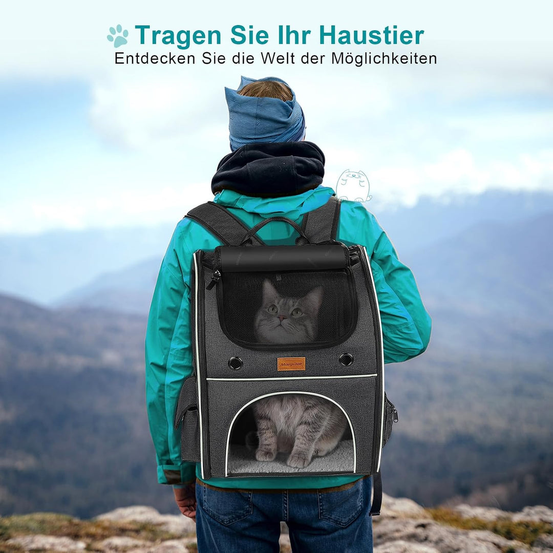 Morpilot Erweiterbar Katzenrucksack Grosse Katzen, Hunderucksack bis 8 kg Katzen Rucksack Gross für