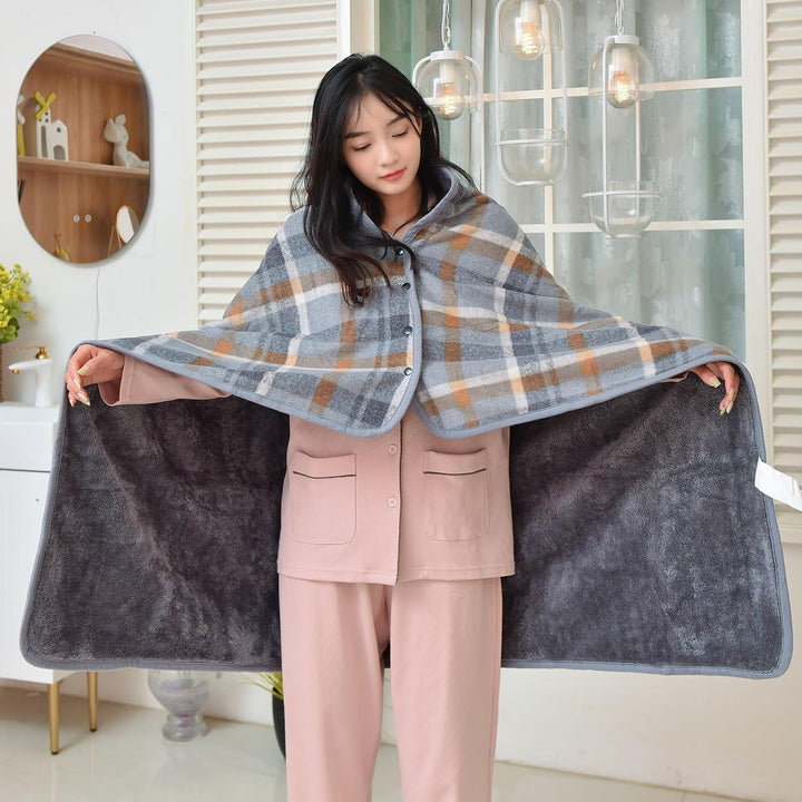 SIVENKE Damen Poncho Fleece Tragbare Decke, Karierte Schossdecke Bequemer Poncho Plüschdecken Überwu