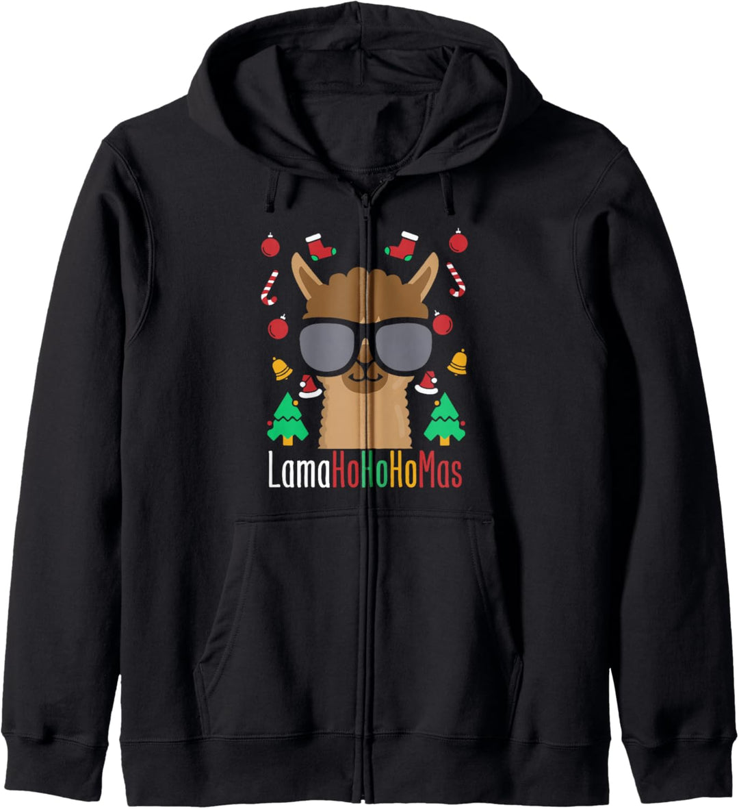 LamaHoHoHoMas Lama mit Brille Weihnachten Lama Kapuzenjacke