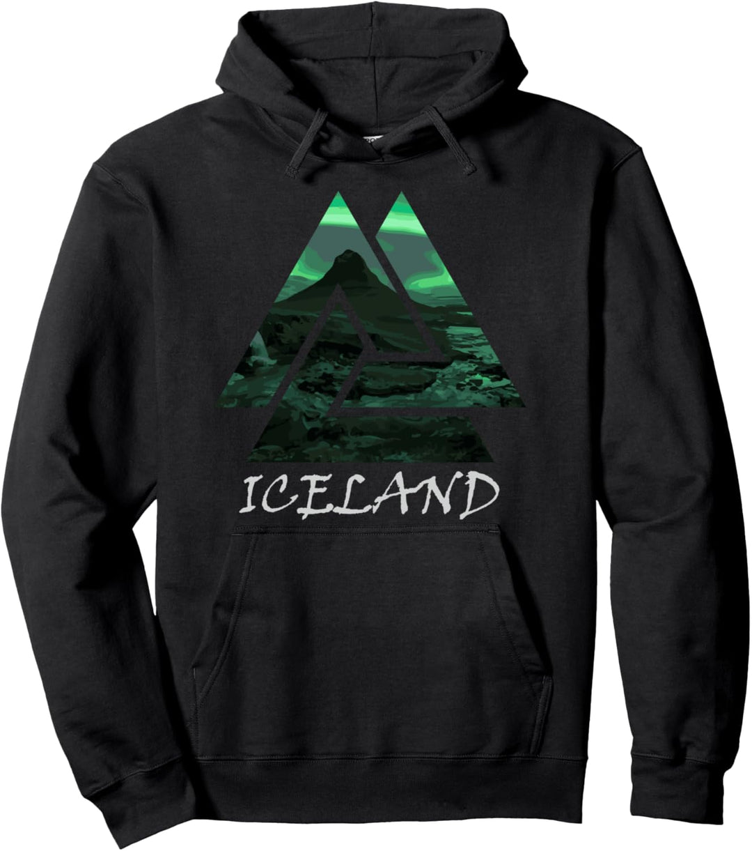 Iceland Northern Lights Triangle T-Shirt, Nature Pullover Hoodie