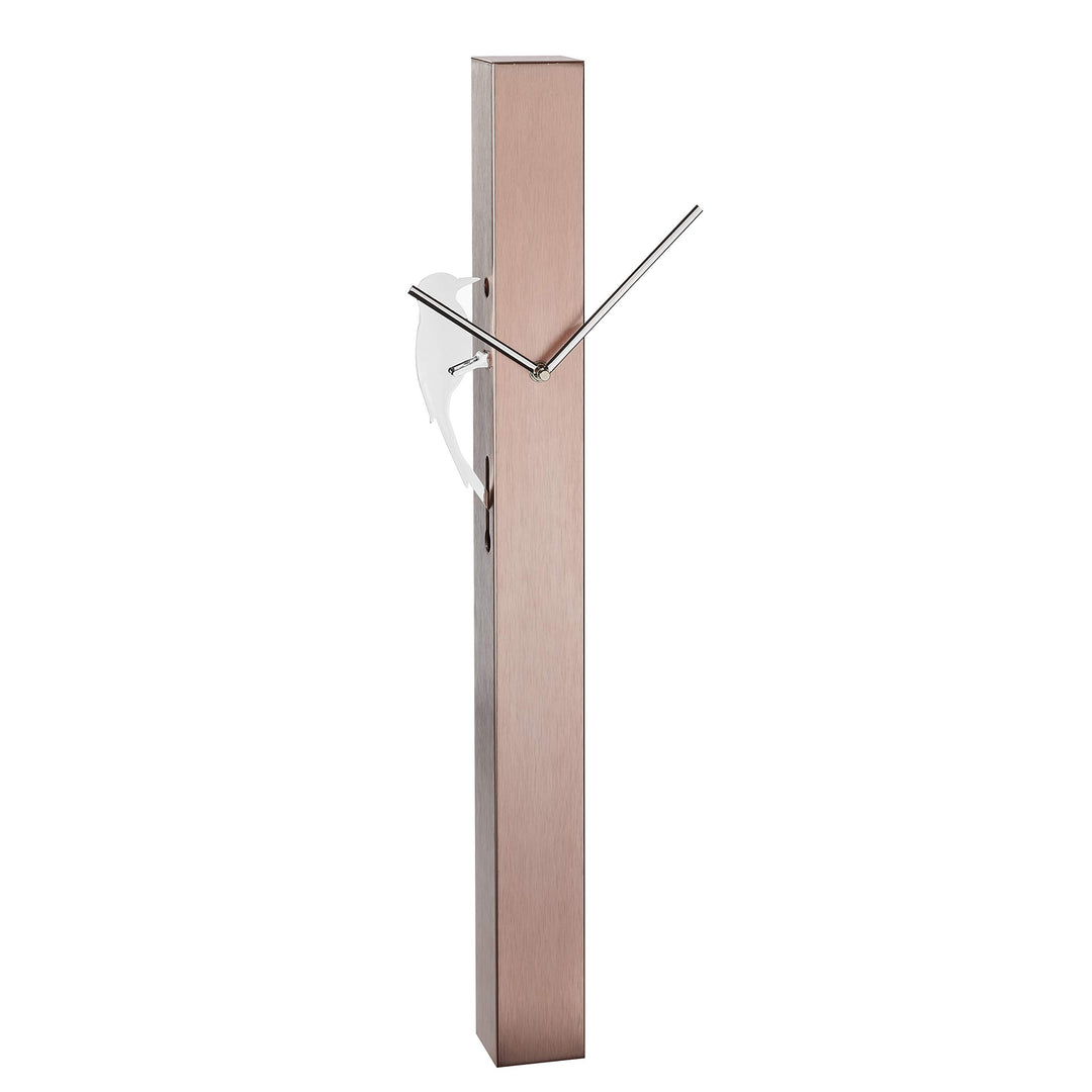 TFA Dostmann Analoge Pendel Picus, 60.3062.51, verchromter Specht, Moderne Design-Wanduhr, roségold,
