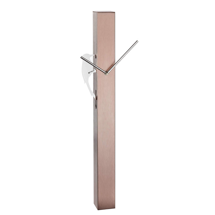 TFA Dostmann Analoge Pendel Picus, 60.3062.51, verchromter Specht, Moderne Design-Wanduhr, roségold,