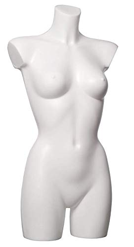 fella4stores Basic Damentorso lang Weiss, Schaufensterpuppe, Büste, vollgeformt aus bruchsicherem Ku