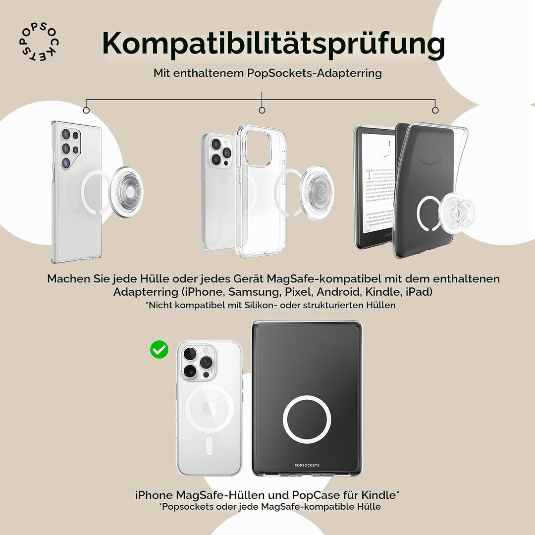 PopSockets Phone Grip for MagSafe with Kickstand, Magnetic Stand, Swappable Top, Secure Hold for iPh