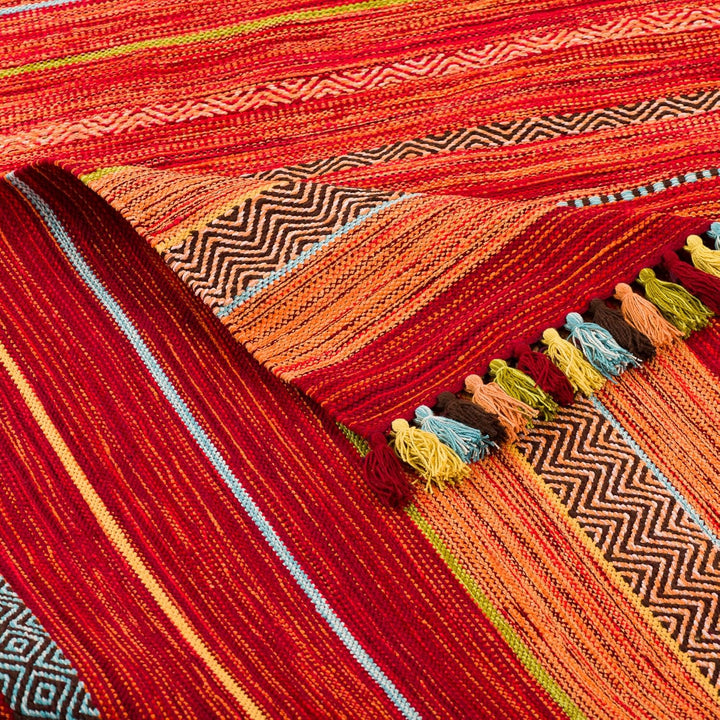 Natur Teppich Bauwolle Kelim Kalleen Rot in 6 Grössen, 140x200 cm