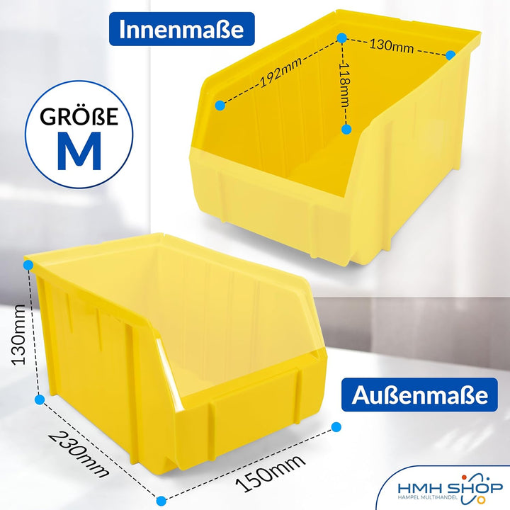 HMH Stapelboxen der Grösse M 230x150x130mm für dein Kleinteilelager Sichtlagerkästen in 5 Farben Zub