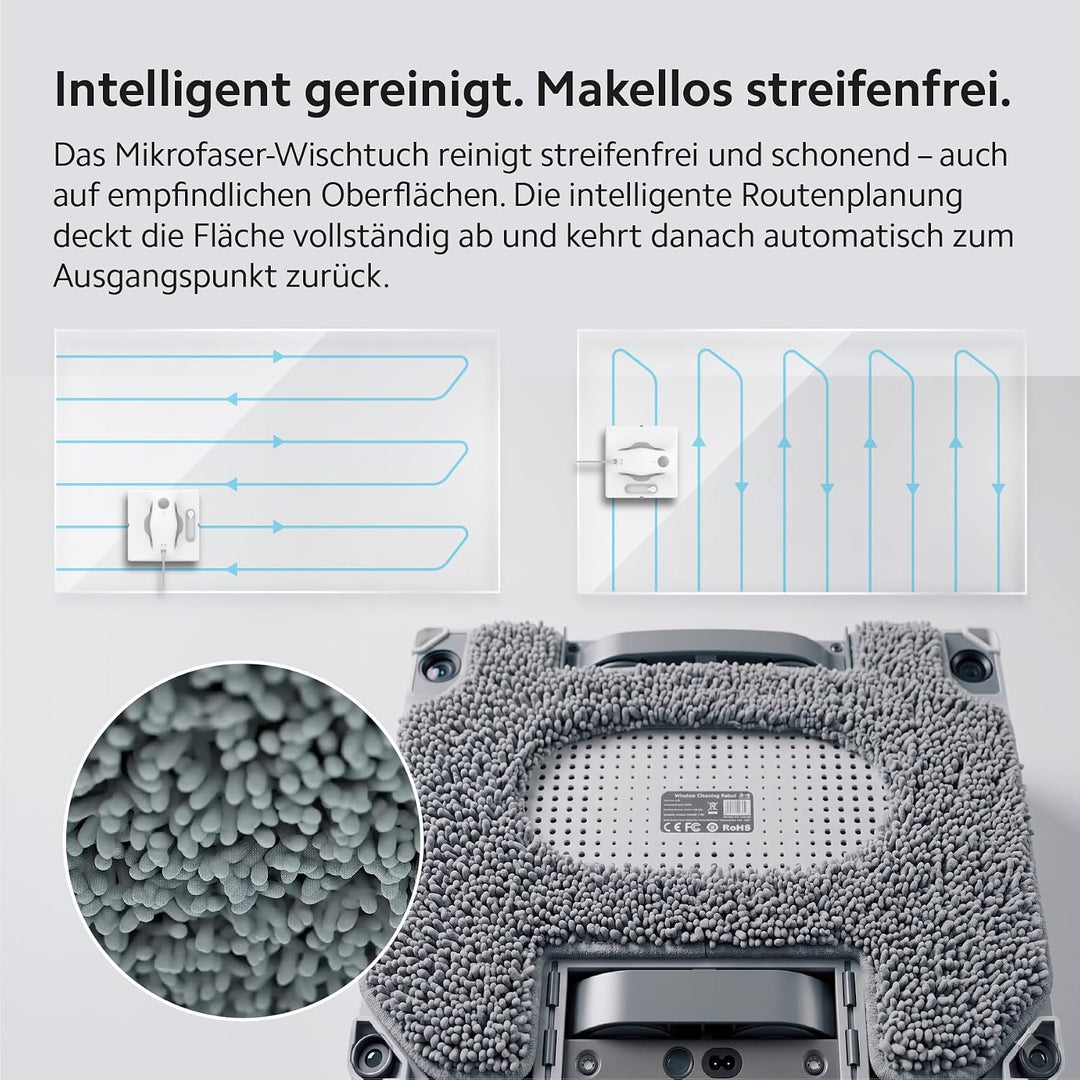 HUTT W8 Fensterreinigungsroboter mit Fernbedienung | 2-Fach Sprühsystem & 3800Pa Saugkraft | 80ml Ta